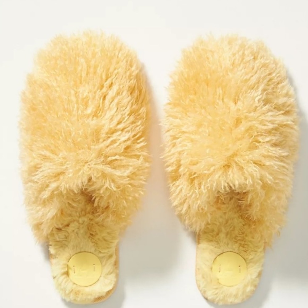 Anthropologie New Teddy Slide Slippers